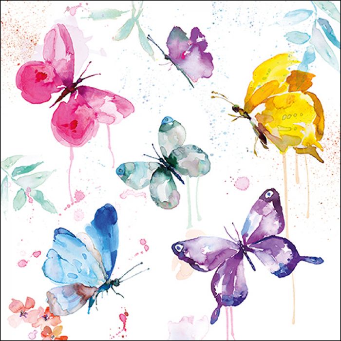 Ambiente Butterfly Collection White Papieren Servetten - 33 cm x 33 cm
