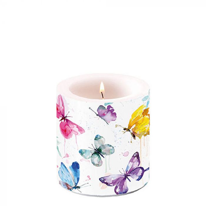 Ambiente Butterfly Collection White Kaars - Klein - Paraffine - Ø 9 cm