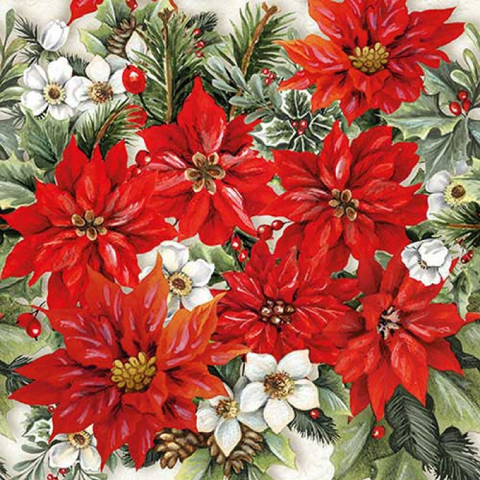 Ambiente Poinsettia All Over Servetten - 33 cm x 33 cm