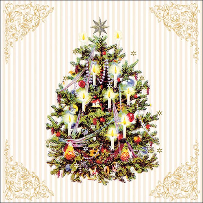 Ambiente X-Mas Tree Cream Papieren Servetten - 33 cm x 33 cm