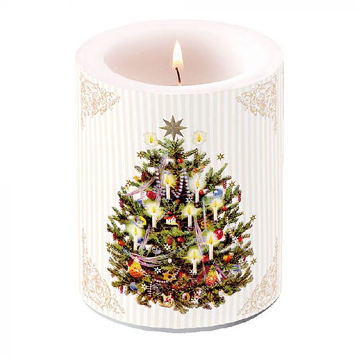 Ambiente X-Mas Tree Cream Kaars - Groot - Paraffine - Ø 10 cm