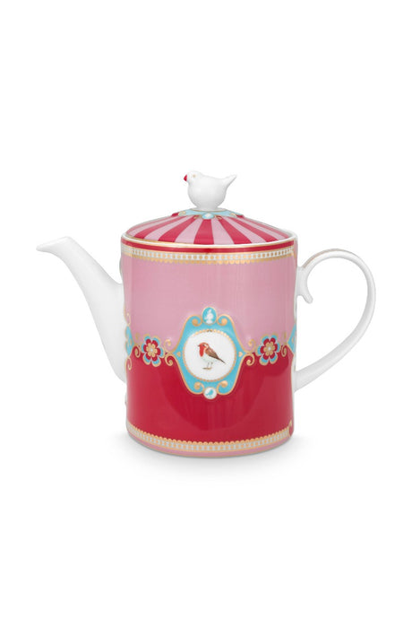 Pip Studio Love Birds Medallion Red-Pink Theepot - Porselein - 1,3 ltr.