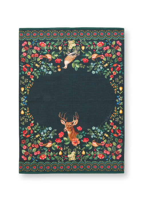 Pip Studio Winter Wonderland Deer All Over Dark Blue Theedoek - 100% Katoen - 50 cm x 70 cm