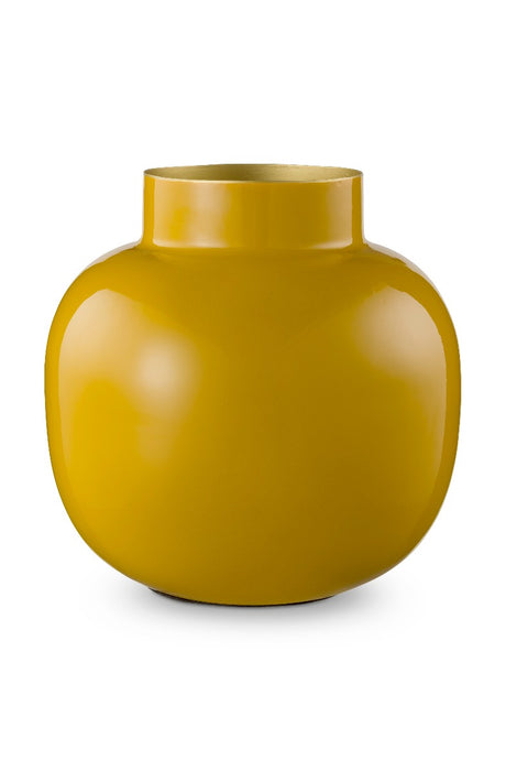 Pip Studio Ronde Mini Vaas - Geel - Metaal - 10 cm