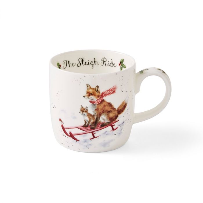Wrendale Designs The Sleigh Ride Beker - Vos - Fine Bone China - 300 ml