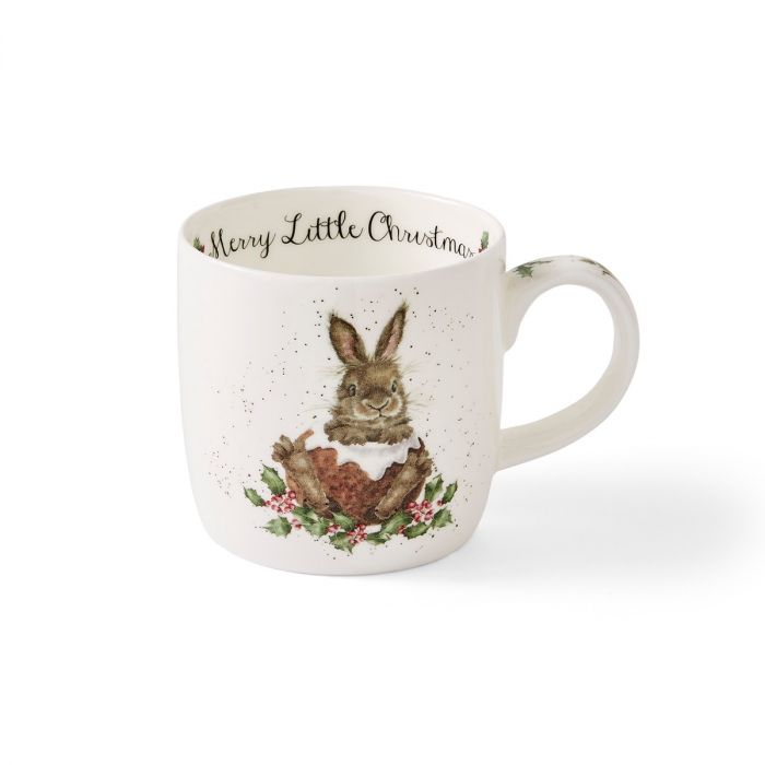 Wrendale Designs Merry Little Christmas Beker - Konijn - Fine Bone China - 300 ml