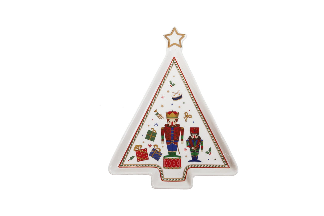 Brandani The Nutcracker Serveerschaal - Kerstboom - New Bone China - 16 cm x 21 cm