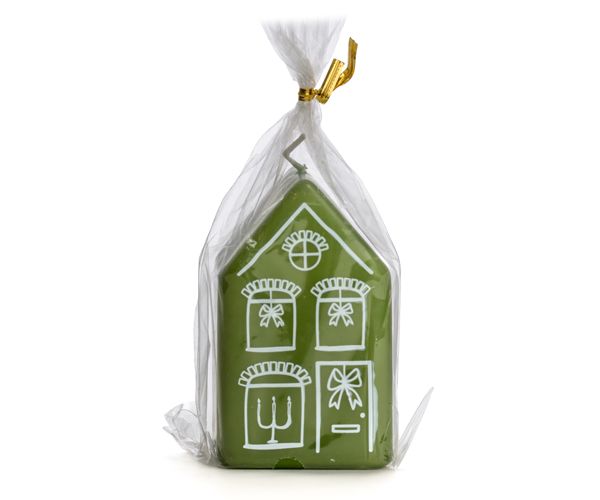 BY KIMMI Kerst Huis Kaars - Thijm - 9 cm