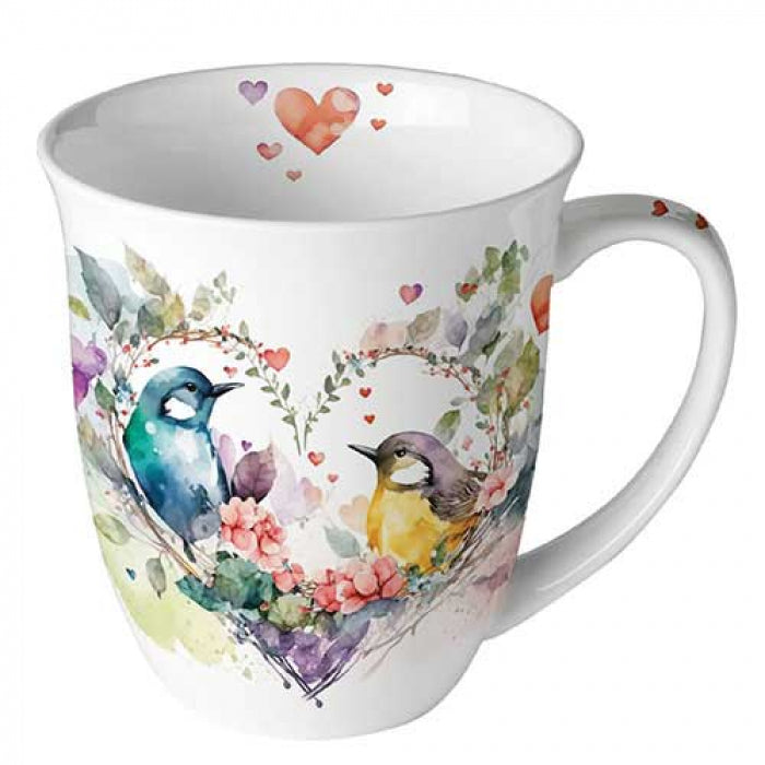 Ambiente Loving Birds Beker - Fine Bone China - 400 ml