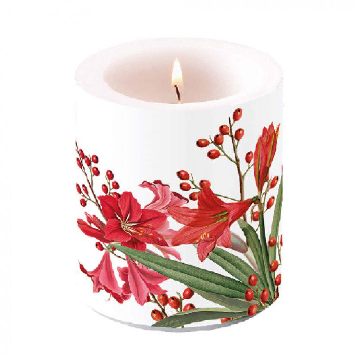 Ambiente Christmasbouquet White Kaars - Medium - Paraffine - Ø 10 cm