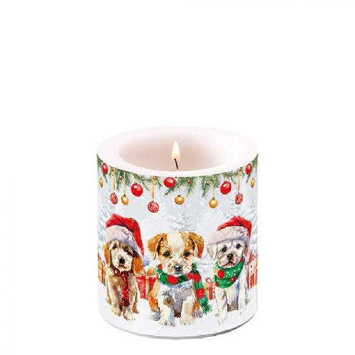 Ambiente Funny Cute Puppies Kaars - Klein - Paraffine - Ø 9 cm