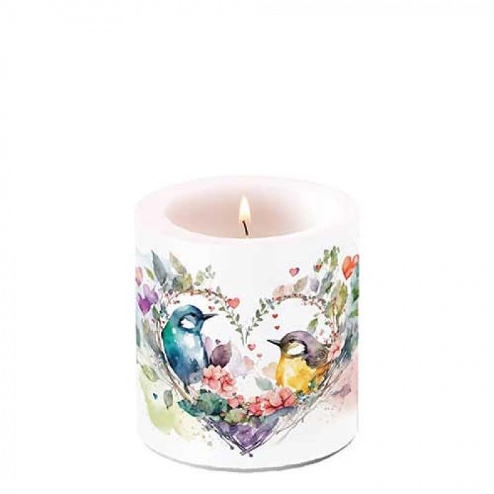 Ambiente Loving Birds Kaars - Klein - Paraffine - Ø 9 cm