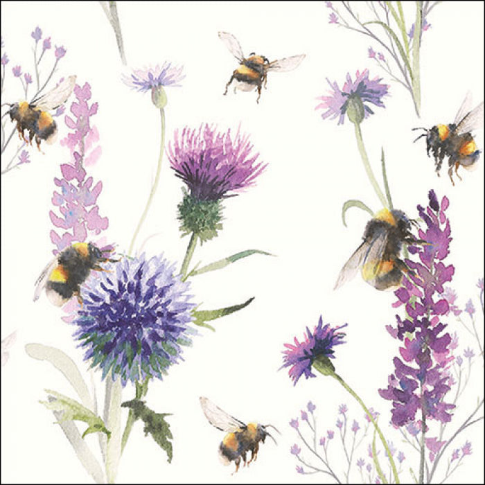 Ambiente Bumblebees in the Meadow Servetten - 25 cm x 25 cm