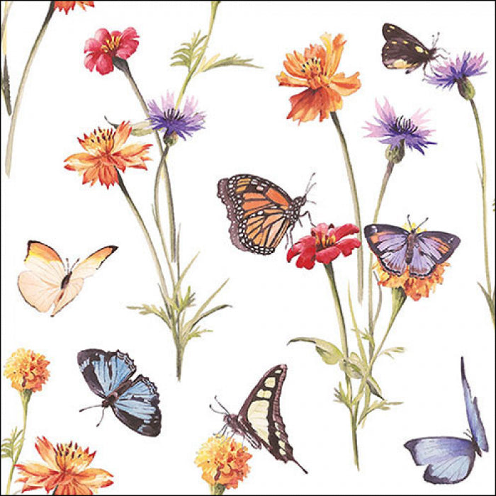 Ambiente Butterfly Garden White Servetten - 33 cm x 33 cm