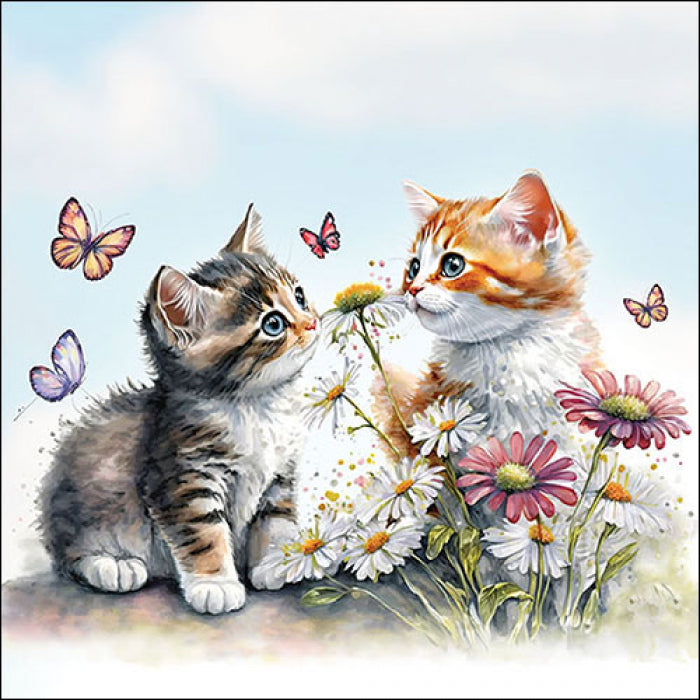 Ambiente Kittens in Flower Field Servetten - 33 cm x 33 cm