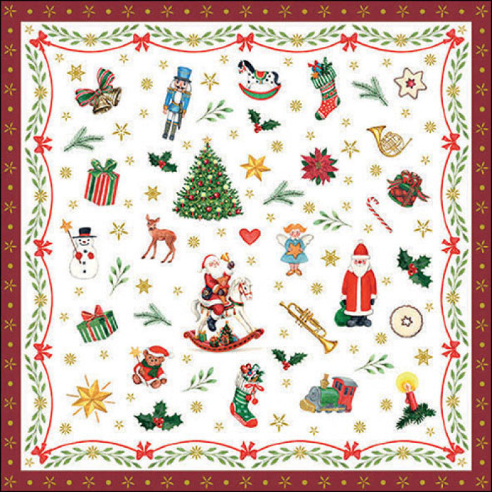 Ambiente Ornaments All Over Red Servetten - 25 cm x 25 cm