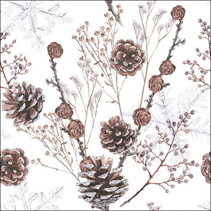 Ambiente Pine Cones White Servetten - 33 cm x 33 cm