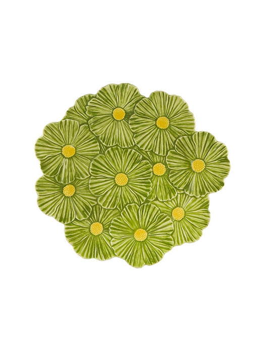 Bordallo Pinheiro Maria Flor Cosmos Schaal - Groen/Geel - Aardewerk - Ø 37 cm