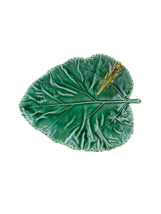 Bordallo Pinheiro Folhas Serveerschaaltje - Moerbeiblad - Sprinkhaan - Groen/Lichtgroen - Aardewerk - 17,5 cm