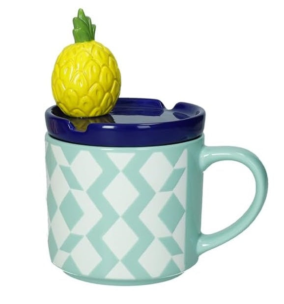 Brandani Le Fruttose Beker met Deksel - Ananas - Porselein - 400 ml