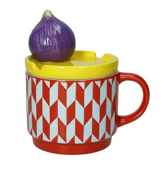 Brandani Le Fruttose Beker met Deksel - Vijg - Porselein - 400 ml