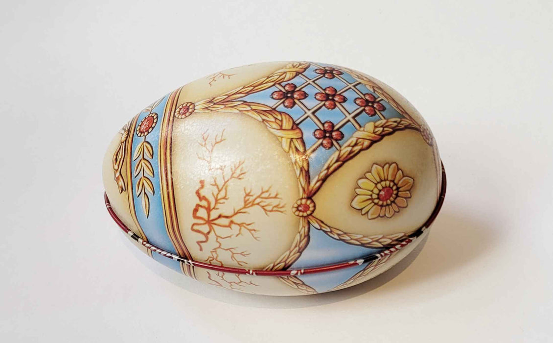 Fabergé Ei Heritage Blikje - Crème/Blauw - Metaal - 11 cm x 6,9 cm x 7,1 cm