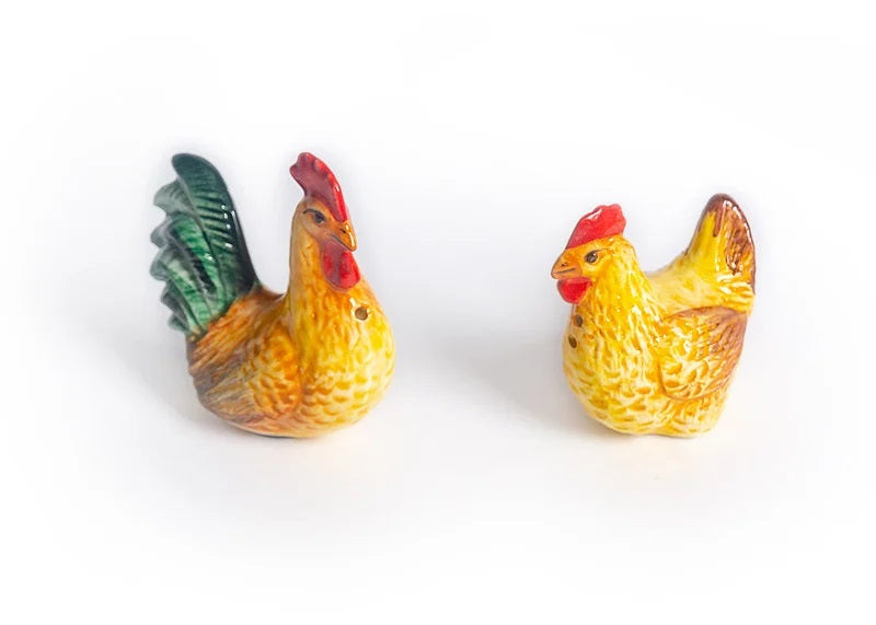 Piccobella Peper en Zout Stel Kip en Haan - Geel - Keramiek