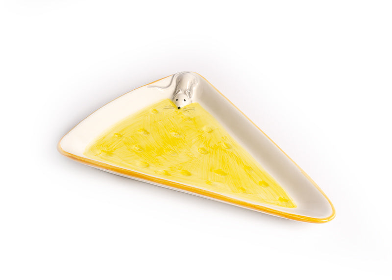 Piccobella Bord - Kaas/Muisje - Wit/Geel - Keramiek - 28 cm x 21 cm