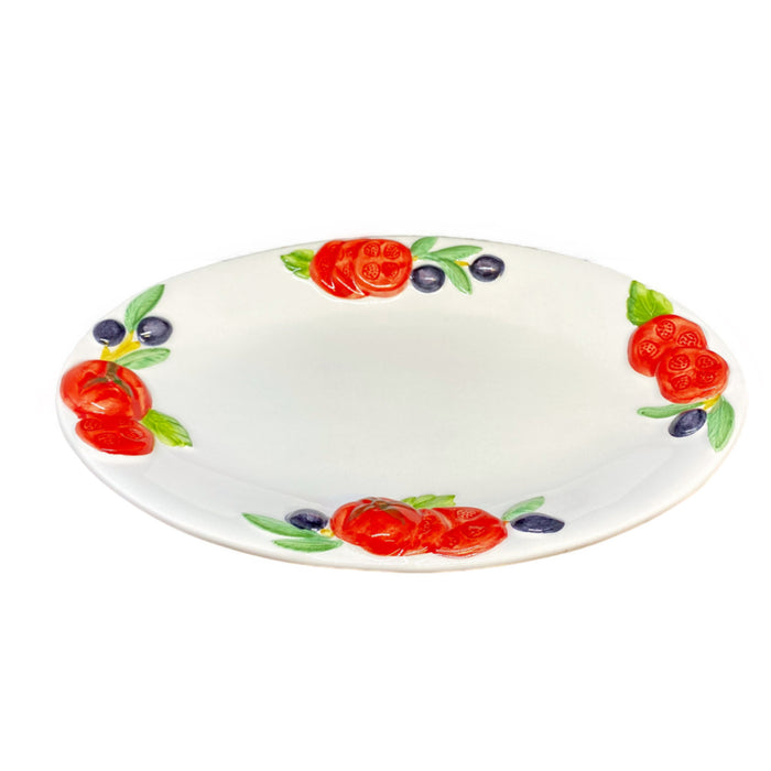Piccobella Schaal -Tomaat/Olijf - Keramiek - 31 cm x 22 cm