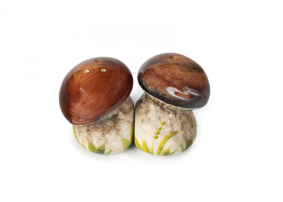 Piccobella Peper en Zout Stel Paddenstoel - Bruin/Wit - Keramiek