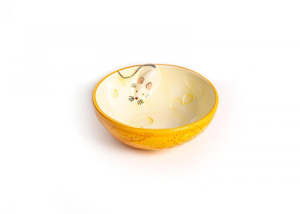 Piccobella Schaaltje - Kaas/Muisje - Wit/Geel - Keramiek - Ø 15,5 cm