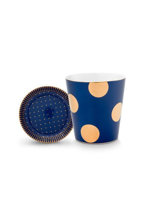 Pip Studio Dot Delight Navy-Gold Beker met Theetip - Porselein - 290 ml