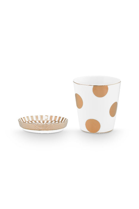 Pip Studio Dot Delight White-Gold Beker met Theetip - Porselein - 290 ml