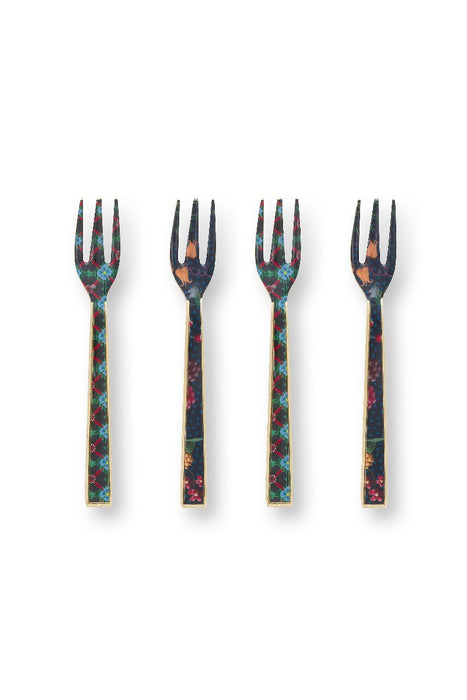Pip Studio Berry Blues Gebaksvorkjes - Set van 4 stuks - Emaille - 14,5 cm