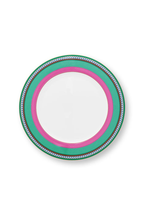 Pip Studio Chique Stripes Pink-Green Dinerbord - Bone China - Ø 28 cm