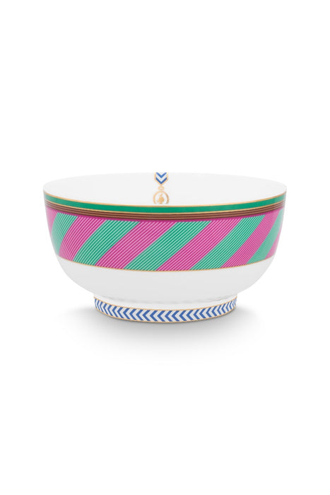 Pip Studio Chique Stripes Pink-Green Schaaltje - Bone China - Ø 15,5 cm