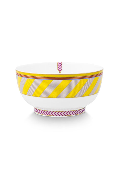 Pip Studio Chique Stripes Yellow Schaaltje - Porselein - Ø 15,5 cm