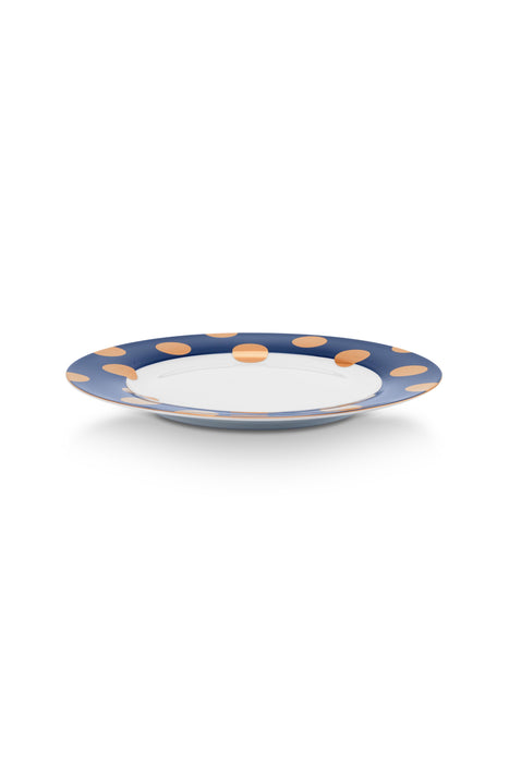 Pip Studio Dot Delight Navy-Gold Dinerbord - Porselein - Ø 26,5 cm