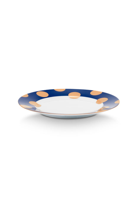 Pip Studio Dot Delight Navy-Gold Ontbijtbord - Porselein - Ø 23 cm