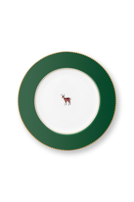 Pip Studio Love Birds Deer Dark Green Gebaksbordje - Porselein - Ø 17 cm