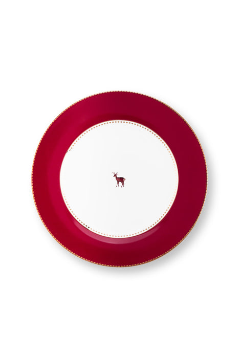 Pip Studio Love Birds Deer Dark Red Dinerbord - Porselein - Ø 26,5 cm