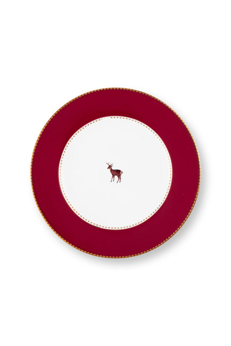 Pip Studio Love Birds Deer Dark Red Gebaksbordje - Porselein - Ø 17 cm
