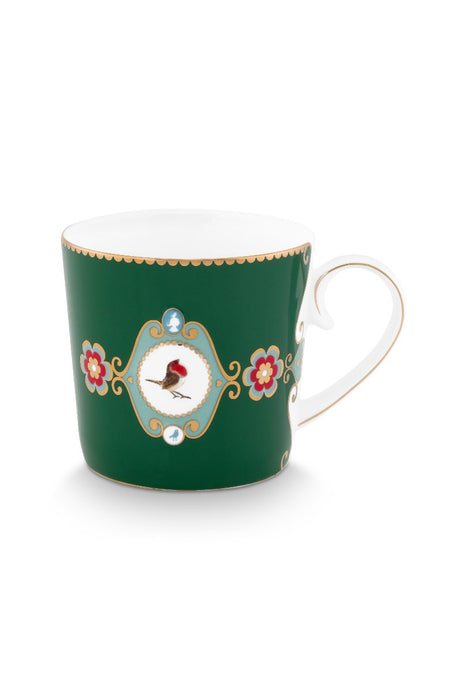 Pip Studio Love Birds Medallion Dark Green Beker - Porselein - 150 ml