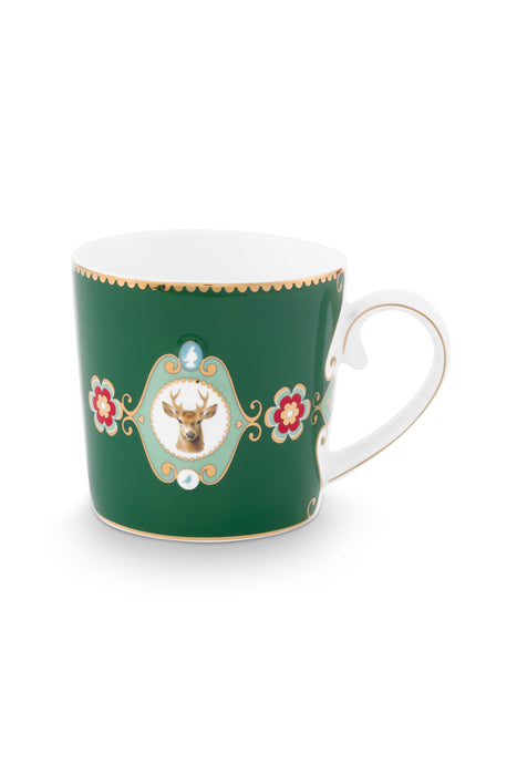 Pip Studio Love Birds Medallion Deer Dark Green Beker - Porselein - 150 ml