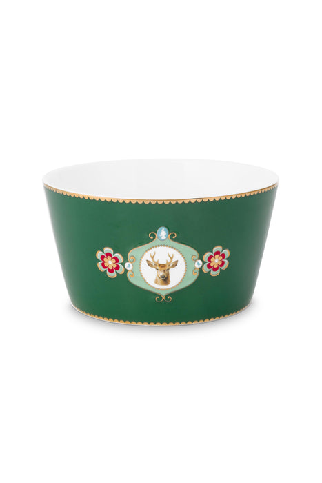 Pip Studio Love Birds Medallion Deer Dark Green Schaaltje - Porselein - Ø 15 cm