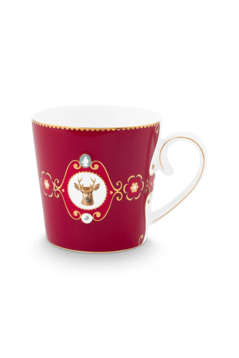 Pip Studio Love Birds Medallion Deer Dark Red Beker - Porselein - 250 ml