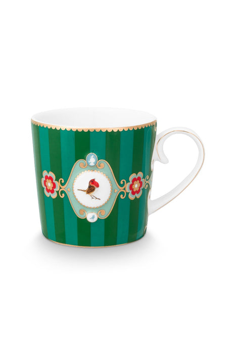 Pip Studio Love Birds Medallion Stripes Emerald-Green Beker - Porselein - 150 ml