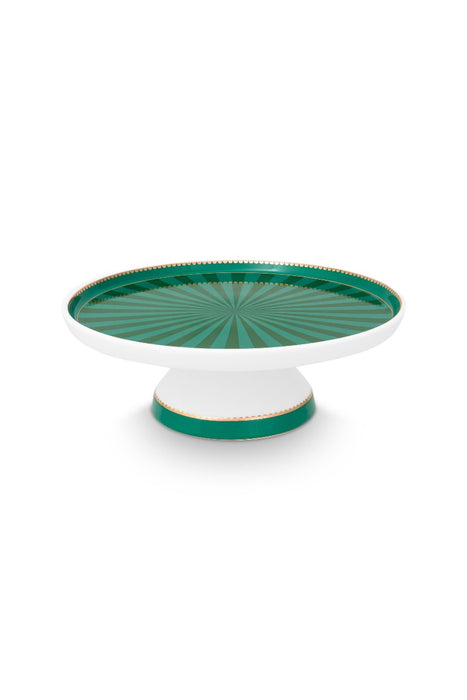 Pip Studio Love Birds Stripes Emerald-Green Taartplateau - Porselein - Ø 24 cm