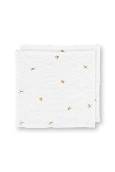 Pip Studio Stars Gold Theedoek - Set van 2 Stuks - Borduurwerk - 100% Katoen - 40 cm x 40 cm
