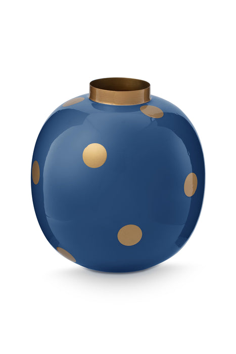 Pip Studio Vaas - Dots Navy-Gold - Metaal - 23 cm